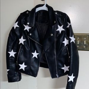 Little Girls Faux leather jacket w/ Stars